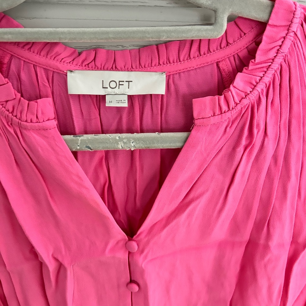 LOFT Vibrant Pink Tiered Swing Dress - Picture 5 of 5